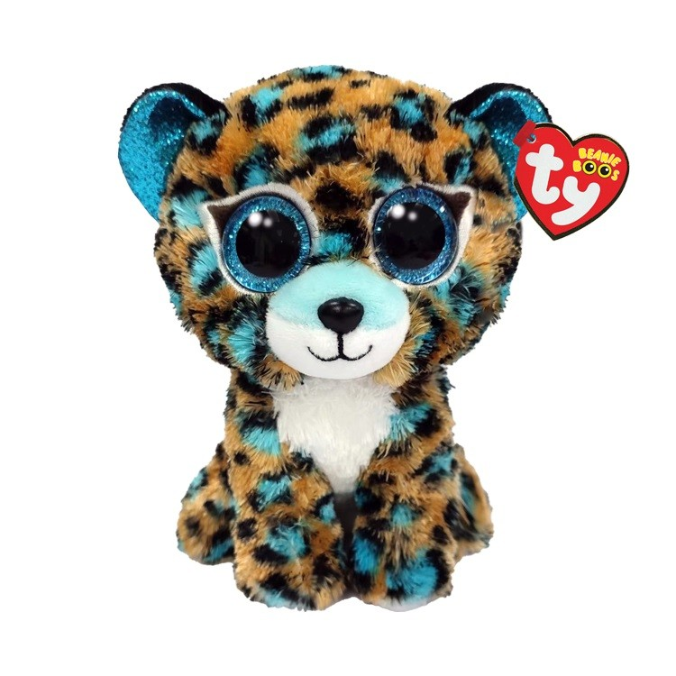 TY Inc Kobalt leopard plüss figura kék/barna - 15 cm (36691)