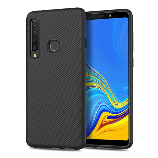 Szilikon telefonvédő (közepesen ütésálló, csíkos minta) FEKETE [Samsung Galaxy A9 (2018) SM-A920] (5996457823970)