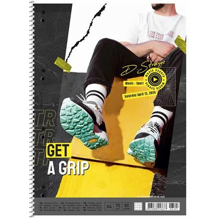 Shkolyaryk Get a grip spirálfüzet A4+, kockás, 80 lap (A4-080-6520K) (A4-080-6520K)