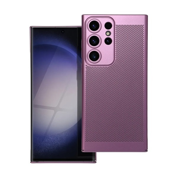 Samsung Galaxy S23 Ultra SM-S918, Műanyag hátlap védőtok, légáteresztő, lyukacsos minta, Breezy, lila (5903396214837)