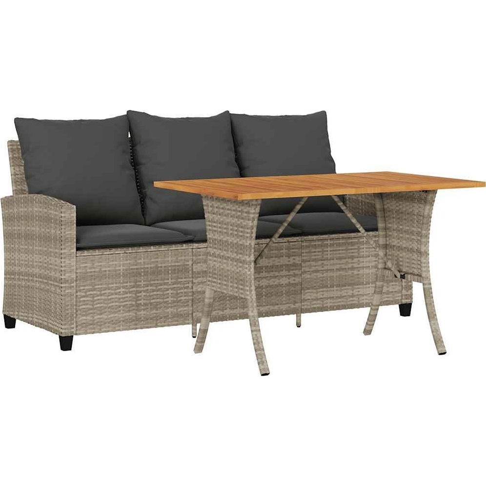 3 személyes szürke polyrattan kerti kanapé asztallal&párnával (4103859)