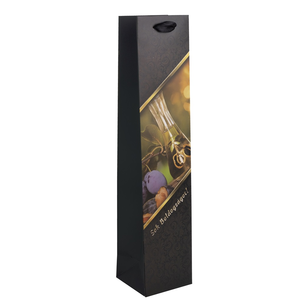 Iris Szalagfüles Papír pálinkás ajándéktasak Sok boldogságot felirattal (38 x 8 cm) - Mintás (371904)