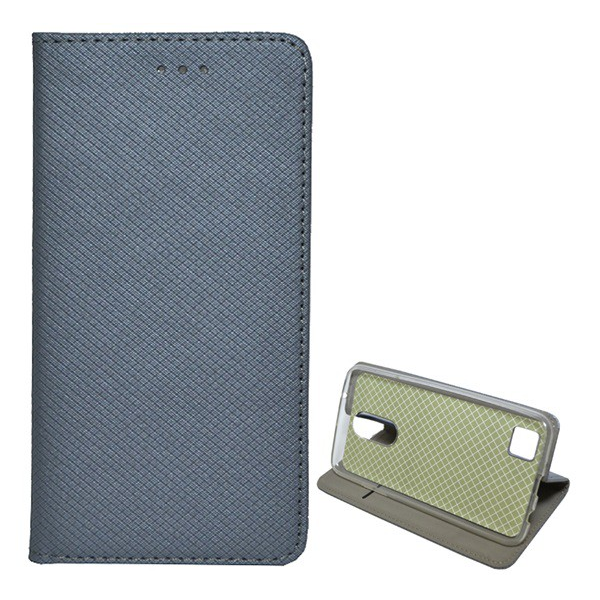 Tok álló, bőr hatású (FLIP, oldalra nyíló, asztali tartó funkció, rombusz minta) SZÜRKE [LG K4 2017 (M160)] (5996457692187)