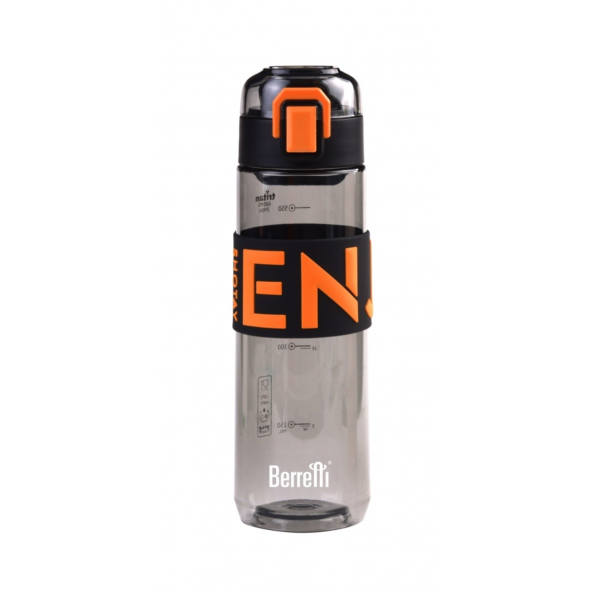 Berretti BR-0183 Sport és utazó Műanyag Kulacs 680 ml - Átlátszó / Fekete (BR-0183)
