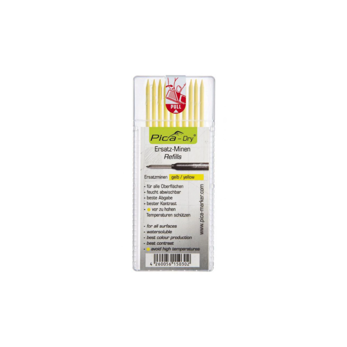 Pica DRY Vízálló Jelölőkréta betét 2.8mm - Sárga (10db/csomag) (4032)