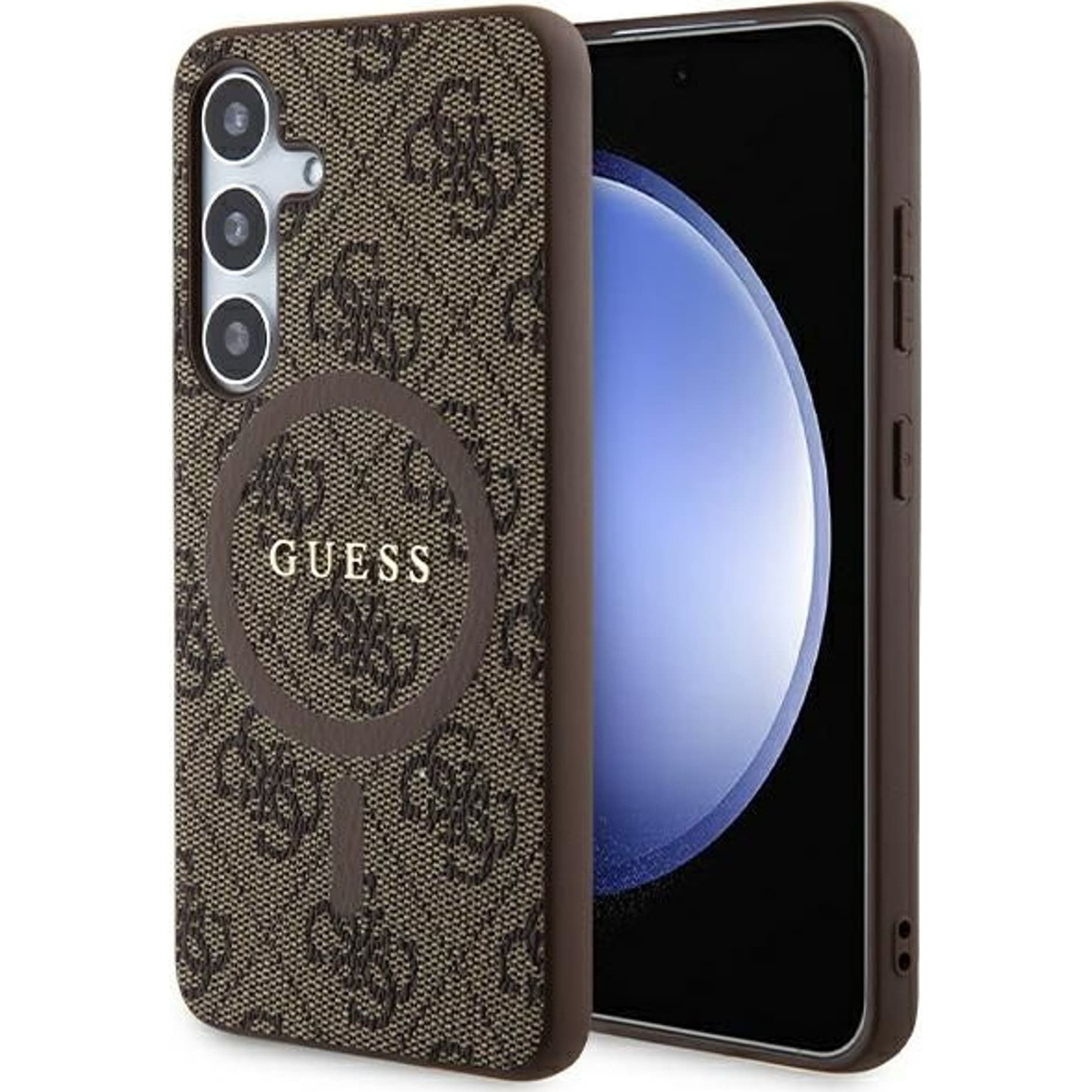 Guess 4G Collection Leather Metal Logo S24 (S921) MagSafe tok, barna GUHMS24SG4GFRW (GSM180546)