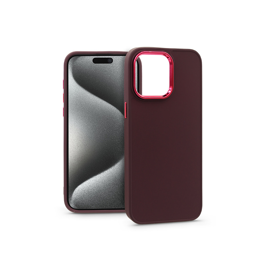 Apple iPhone 15 Pro Max szilikon hátlap - Frame - bíbor (PT-6823)