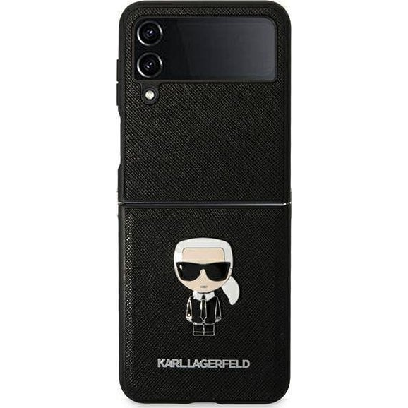  Karl Lagerfeld Etui Karl Lagerfeld do Samsung Z Flip 4 czarny/black book Saffiano Ikonik Metal