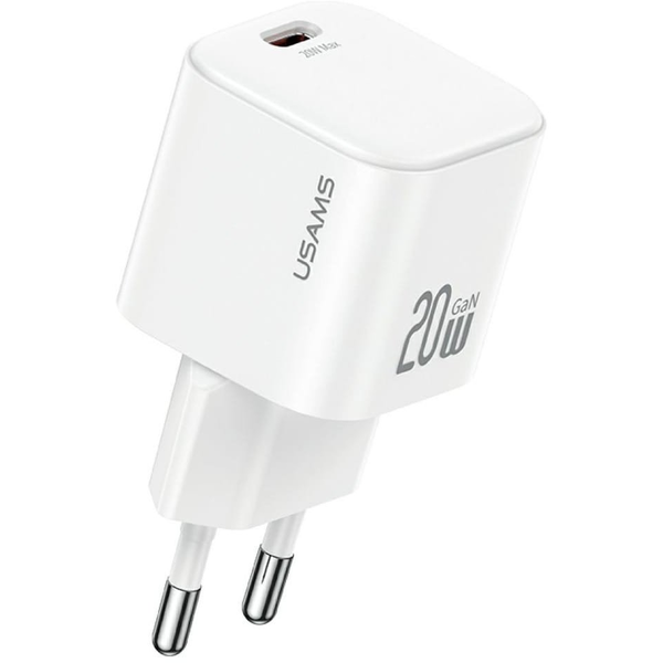 USAMS JO 20W USB-C Nabíjačka do siete + 1m USB-C/Lightning kábel biela
