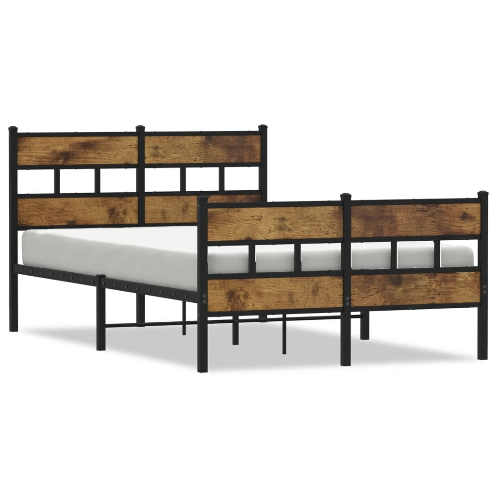 füstös tölgy színű fém ágykeret matrac nélkül 120 x 200 cm (4017069)