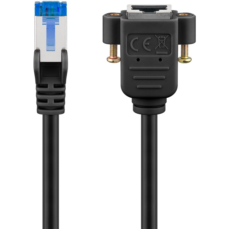 Patchcord Goobay S/FTP 6a RJ45 / RJ45 2 m čierna