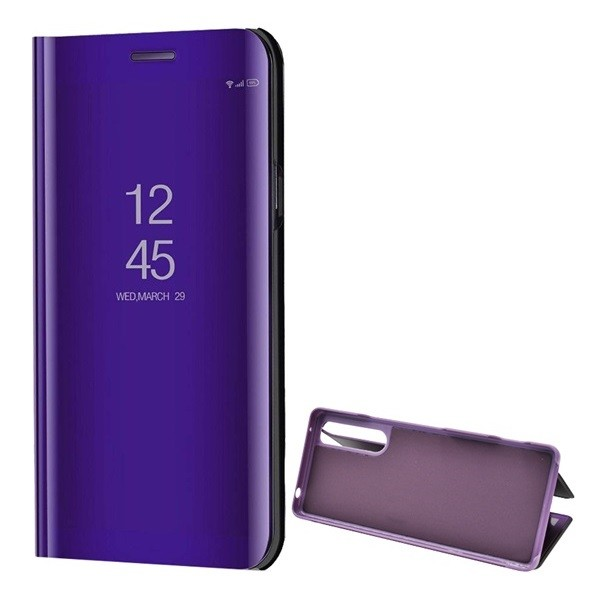 Sony Xperia 1 II, Oldalra nyíló tok, hívás mutatóval, Smart View Cover, lila (utángyártott) (G96268)