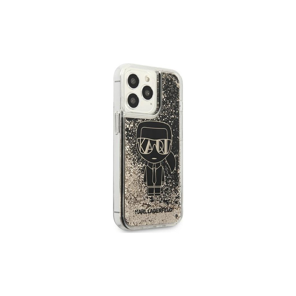 Karl Lagerfeld Liquid Glitter Gatsby Apple iPhone 13 Pro Tok - Fekete/Mintás (KLHCP13LLGGKBK)