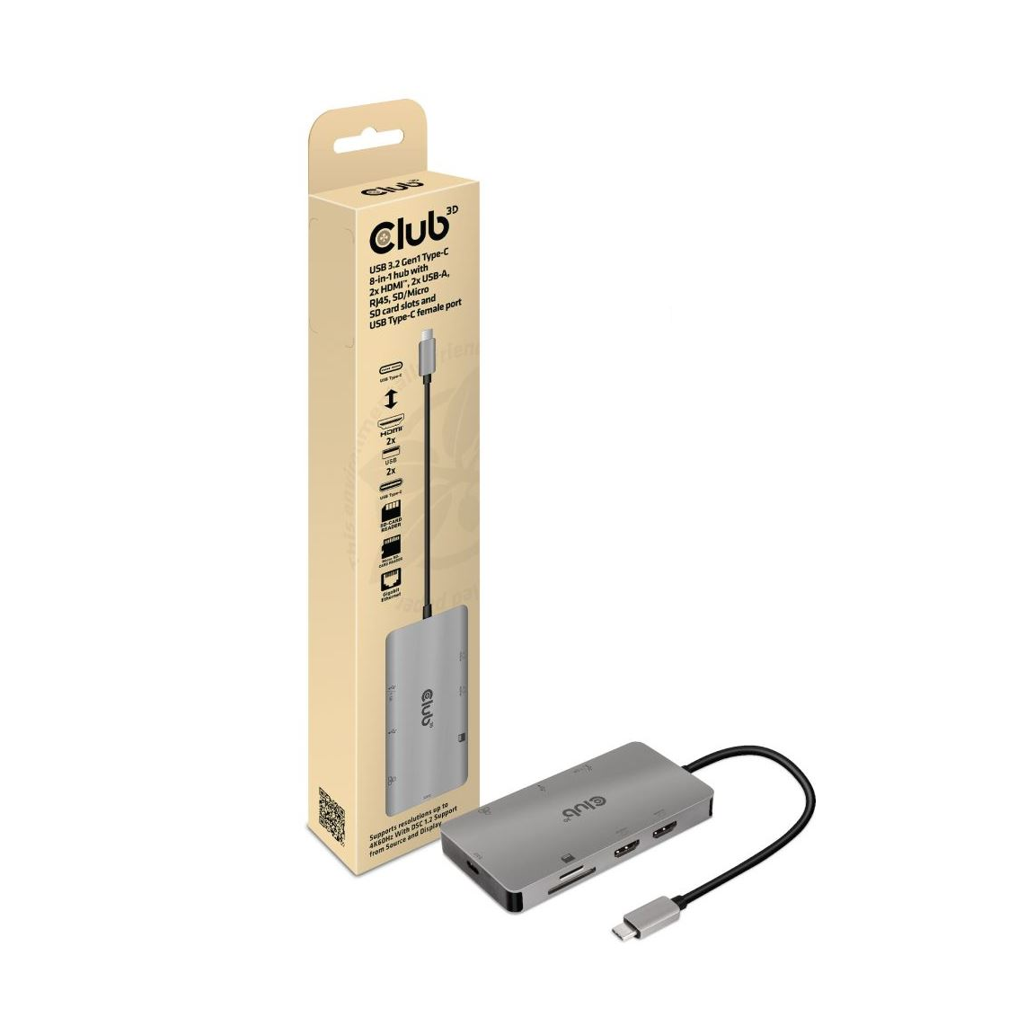 CLUB3D CSV-1593 hub USB 3.2 Gen 1 (3.1 Gen 1) Type-C 16200 Mbit/s Kovová (CSV-1593)