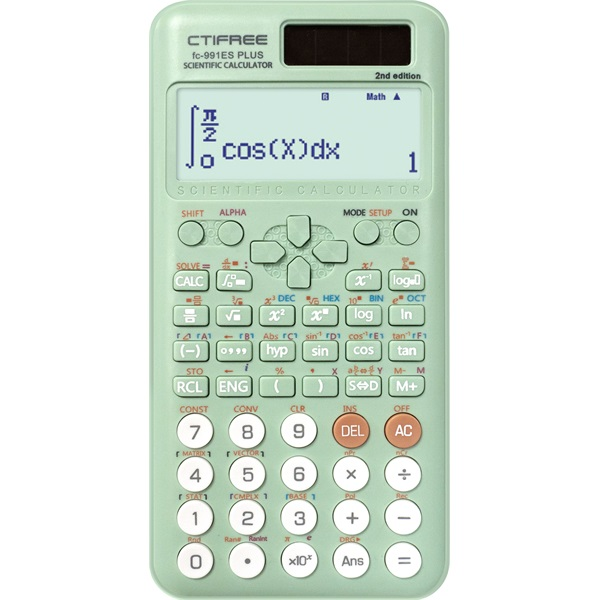 CTIFREE FC-991 ES PLUS 2nd ZÖLD tudományos számológép, 77x161mm, dual power (FC-991 ES PLUS 2ND COLOR ZÖLD)
