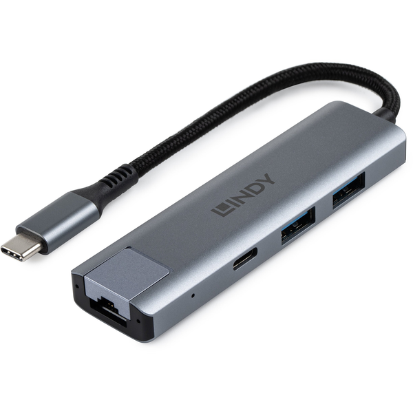 Lindy 43422 interface hub USB 3.2 Gen 2 (3.1 Gen 2) Type-C 10000 Mbit/s Grijs