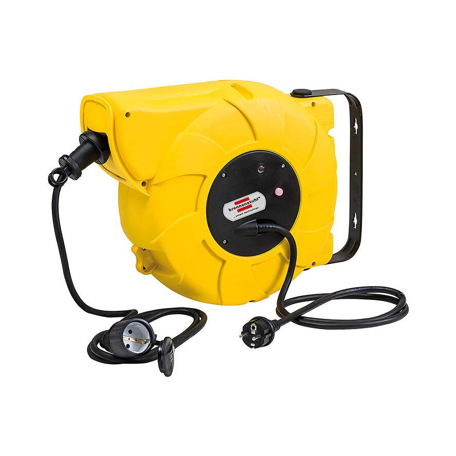 Brennenstuhl 1241000300 230V Falra szerelhető kábeldob 1 aljzatos 16+2m - Sárga/Fekete (1241000300)