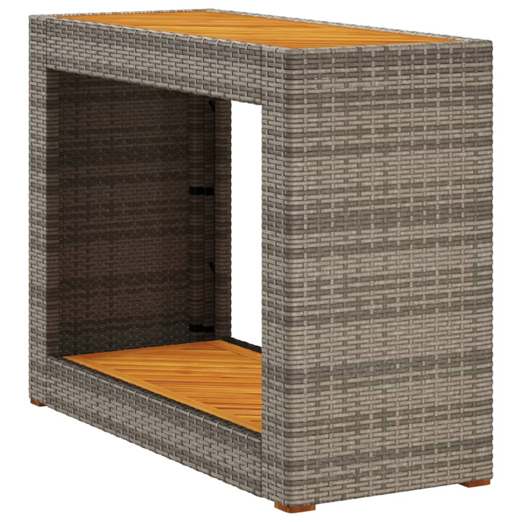 szürke polyrattan falapos kerti asztal 100x40x75 cm (366307)