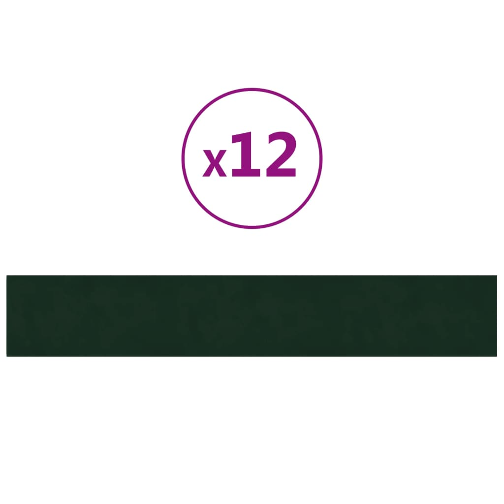 12 db sötétzöld bársony fali panel 90x15 cm 1,62 m² (343893)