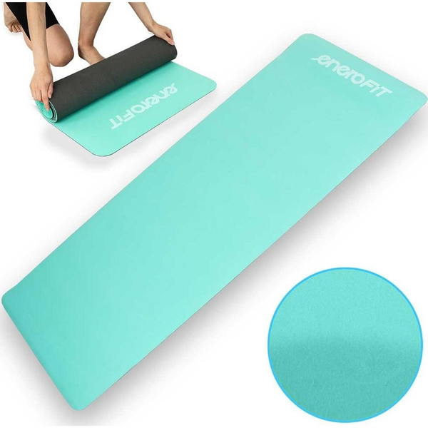 TPE jógamatrac Enero Fit, menta-szürke