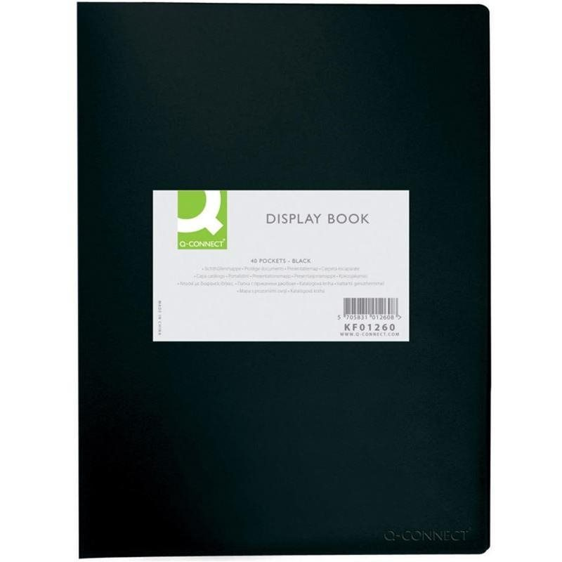 Q-CONNECT A4, 40 zseb, fekete (KF01260)