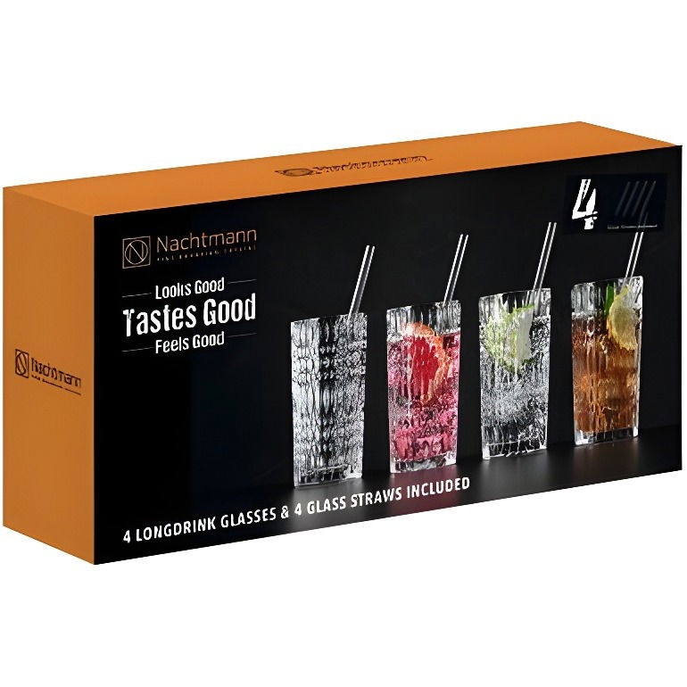 Nachtmann TASTES GOOD Longdrink készlet, 4 darab, 422 ml, szívószállal (106658)