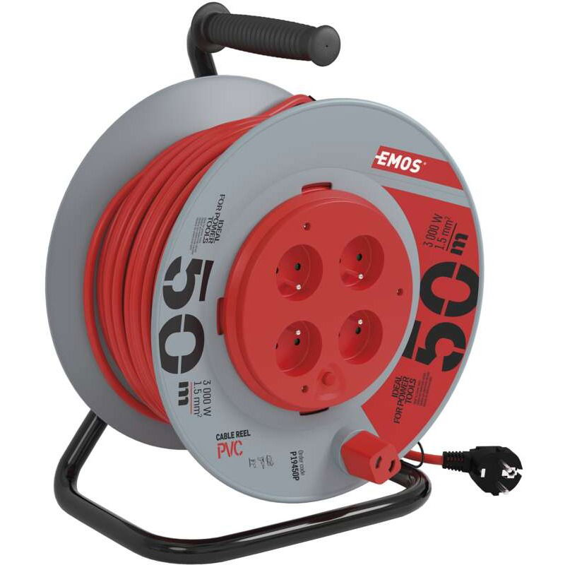 EMOS PVC Kábel dobon fix középrésszel - 4 aljzat, 50 m, 1,5 mm2 (1908045010)