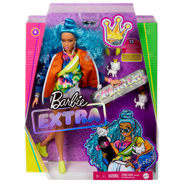Barbie Extra Doll #4 with Skateboard & 2 Kittens