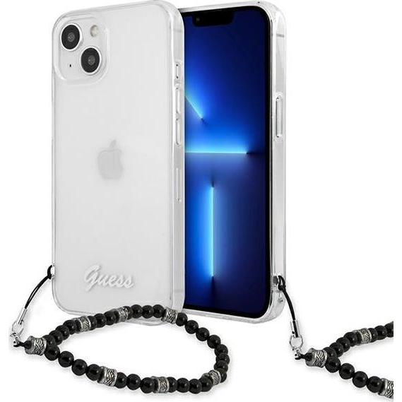Guess PC Script and Black Pearls Apple iPhone 13 mini hátlap tok, átlátszó (GUE1505CL)