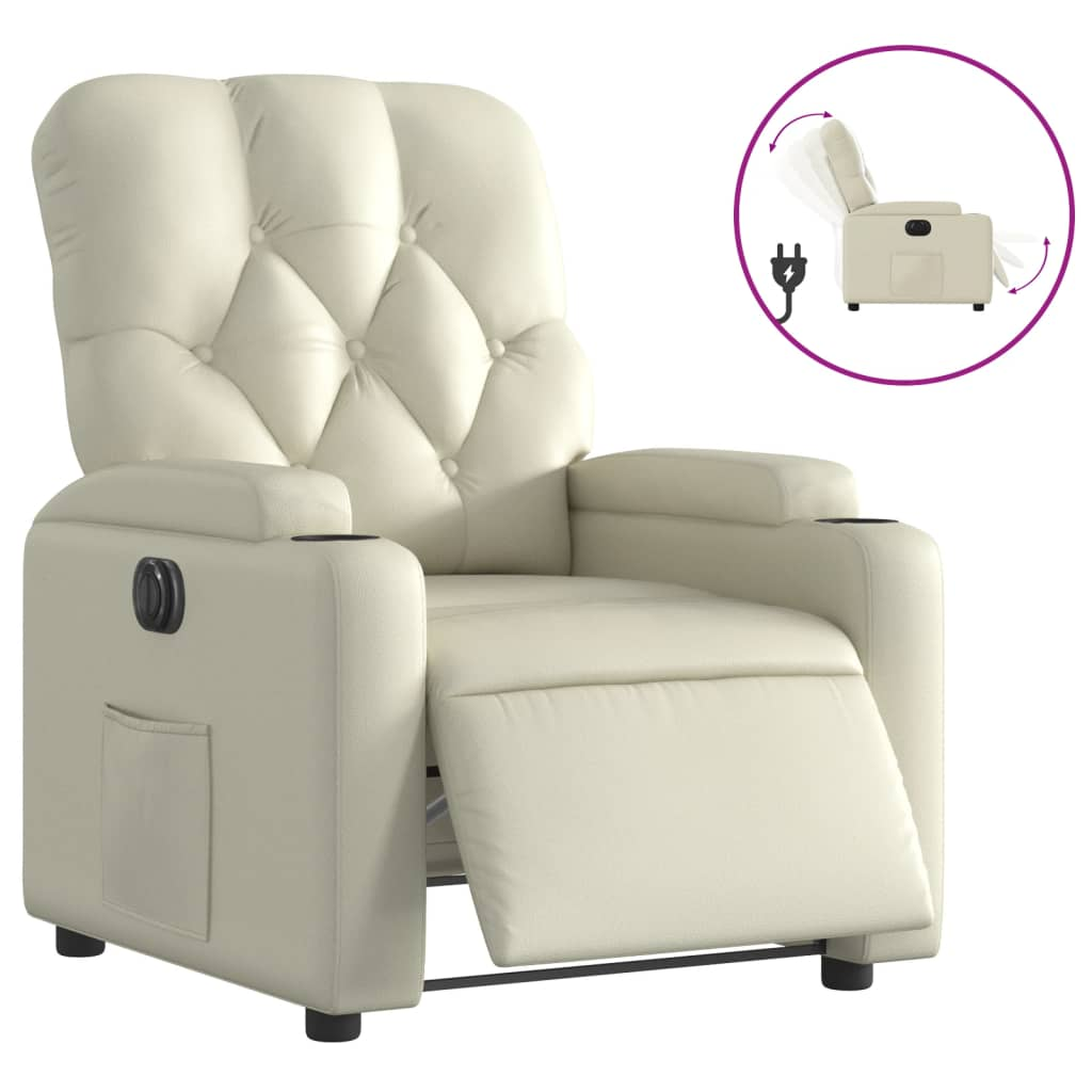 krémszínű műbőr elektromos dönthető fotel (3204759)