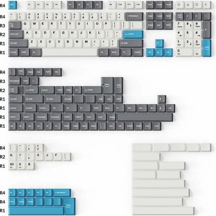 Keychron Double Shot Cherry PBT angol billentyűkészlet szürke-fehér-kék (PBT-12) (PBT-12)