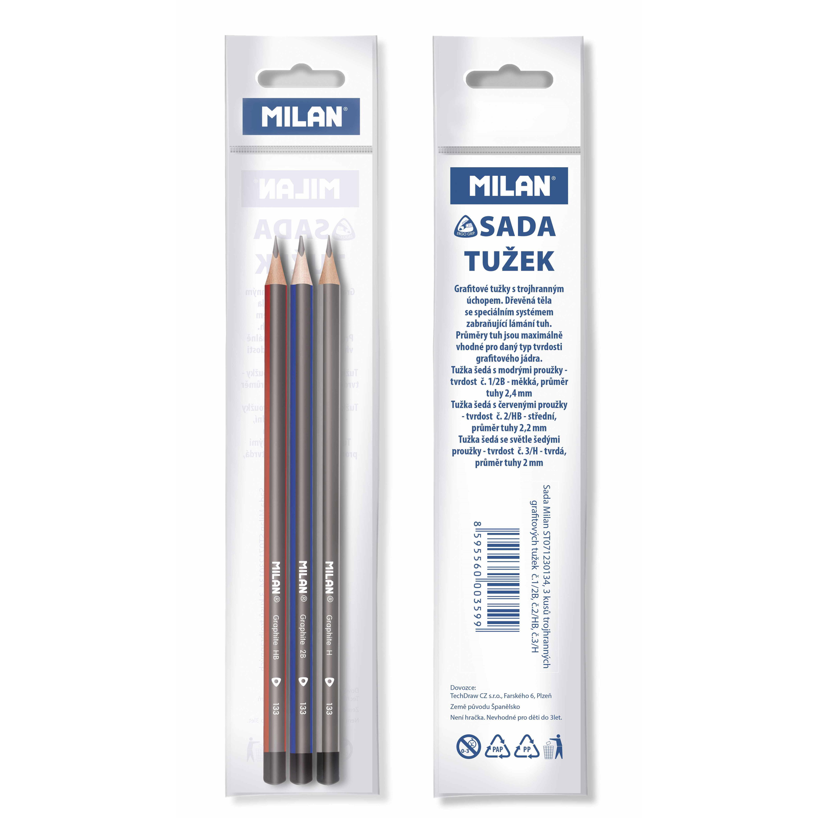 MILAN 2B, HB, H, háromszögletes - 3 db-os készlet (MIST071230134)