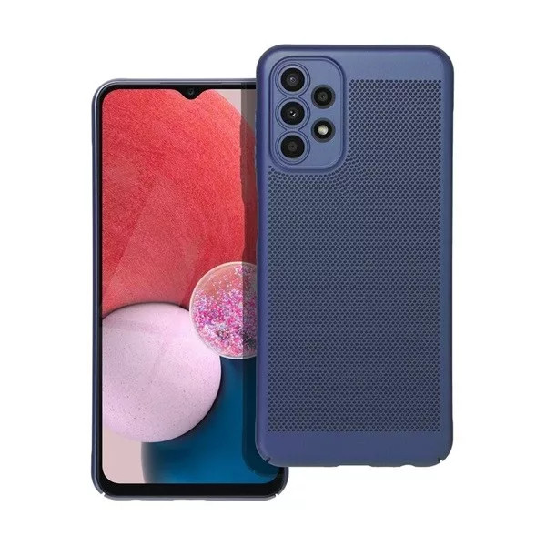 Samsung Galaxy A15 4G / A15 5G SM-A155F / A156B, Műanyag hátlap védőtok, légáteresztő, lyukacsos minta, Breezy, sötétkék (5903396240300)