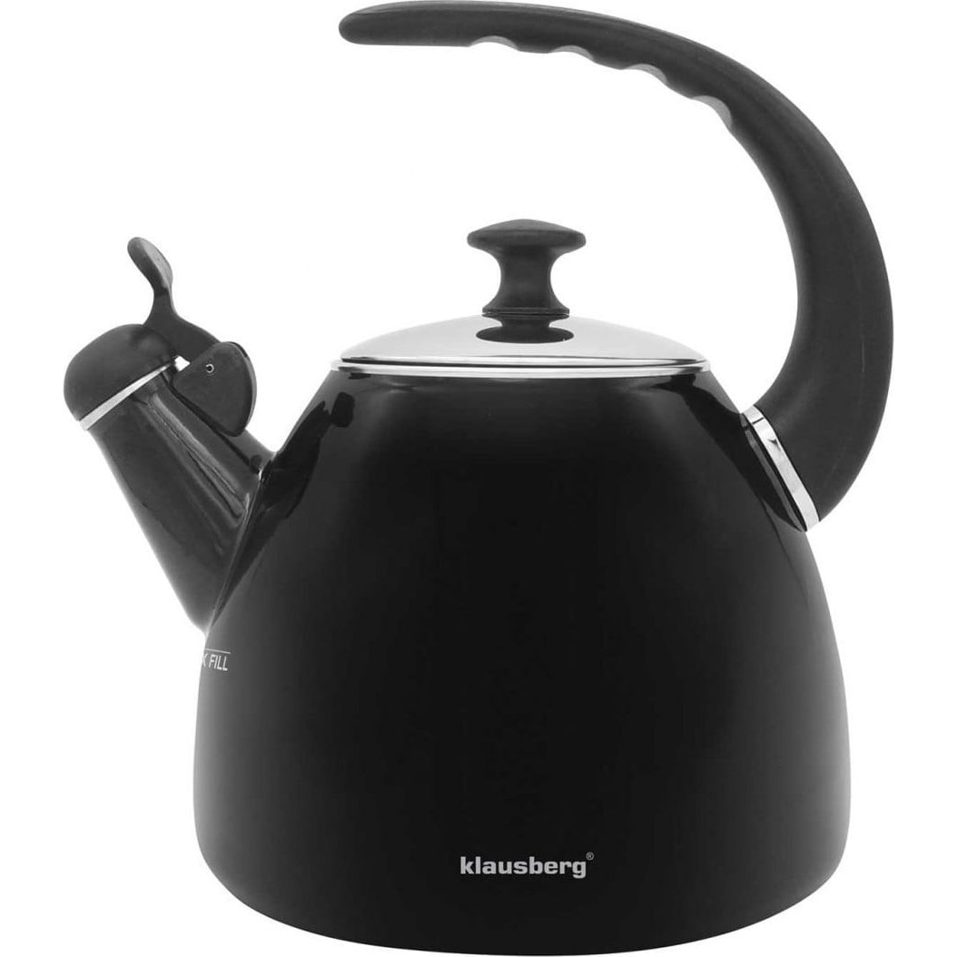 Klausberg Rozsdamentes Acél Teáskanna Sípszóval 2.8L Fekete (KB7403)