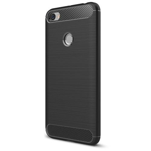 Xiaomi Redmi Note 5A, TPU szilikon tok, közepesen ütésálló, szálcsiszolt, karbon minta, fekete (G72474)