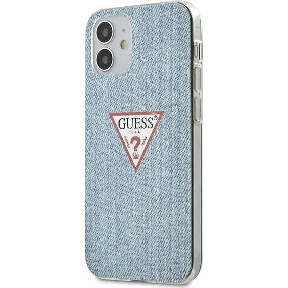 Guess PC/TPU Denim Triangle Apple iPhone 12 mini hátlap tok, világos kék (106802)