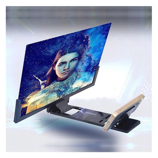 Mobiltelefon képernyő nagyító állvány (univerzális, 14" nagyítás) FEKETE