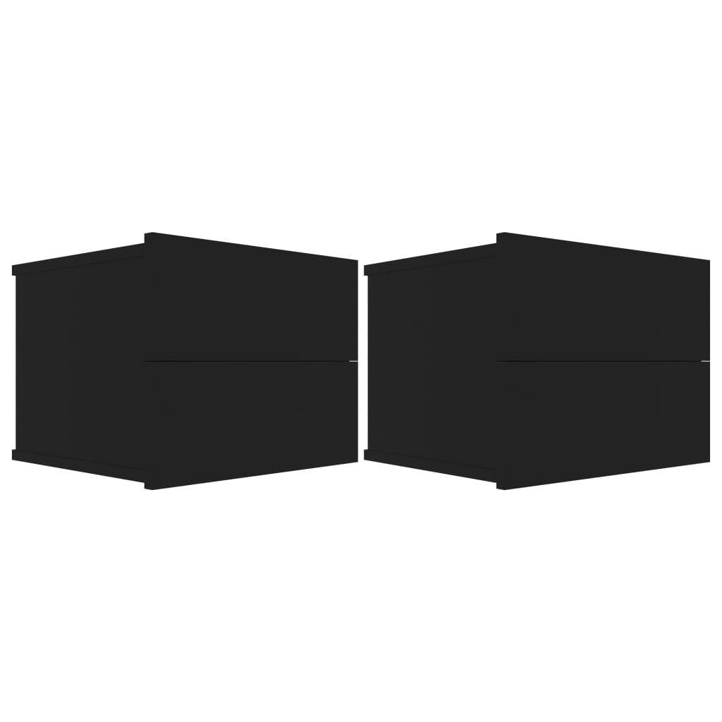 2 db fekete forgácslap éjjeliszekrény 40 x 30 x 30 cm (801056)