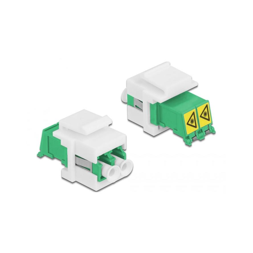 Delock LC Duplex -> LC Duplex F/F keystone modul fehér-zöld single-mode, laser protection (86833)
