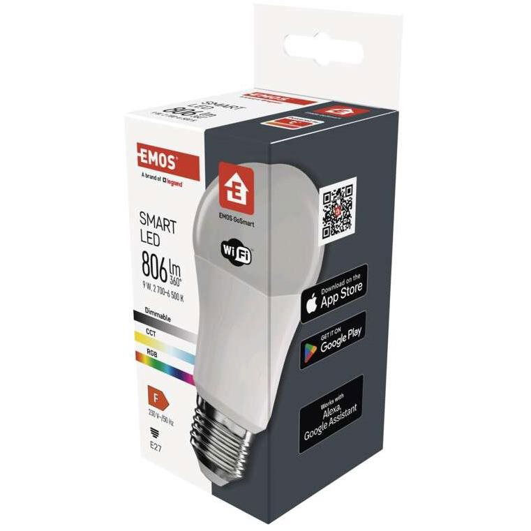EMOS Okos LED izzó GoSmart A60 E27 9 W (60 W) 806 lm RGB dimmelhető WiFi (1520503500)
