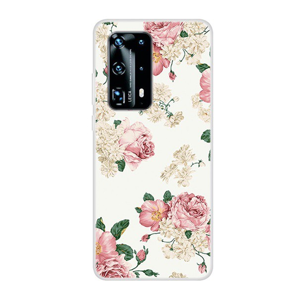 Szilikon telefonvédő (bazsarózsa minta) FEHÉR [Huawei P40 Pro 5G] (5996457964253)