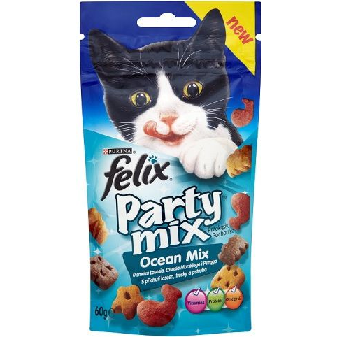 Állateledel jutalomfalat FELIX Party Mix Ocean Mix macskáknak 60 g