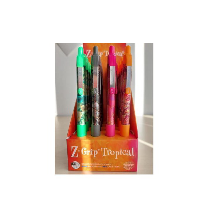 Zebra Z-Grip Tropical Nyomógombos Golyóstoll display - 0,27mm / Kék (20 darabos) (89621)