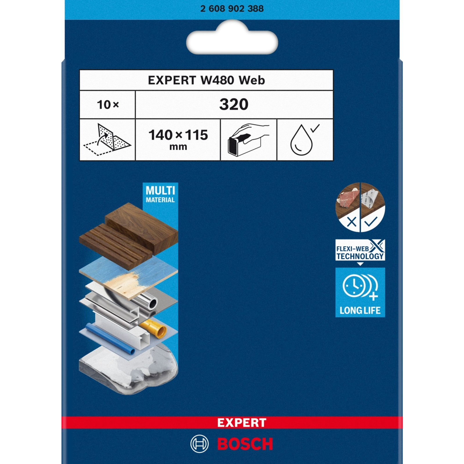 Bosch Accessories 2608902388 2608902388 Csiszolólap Szemcsézet 320 10 db (2608902388)