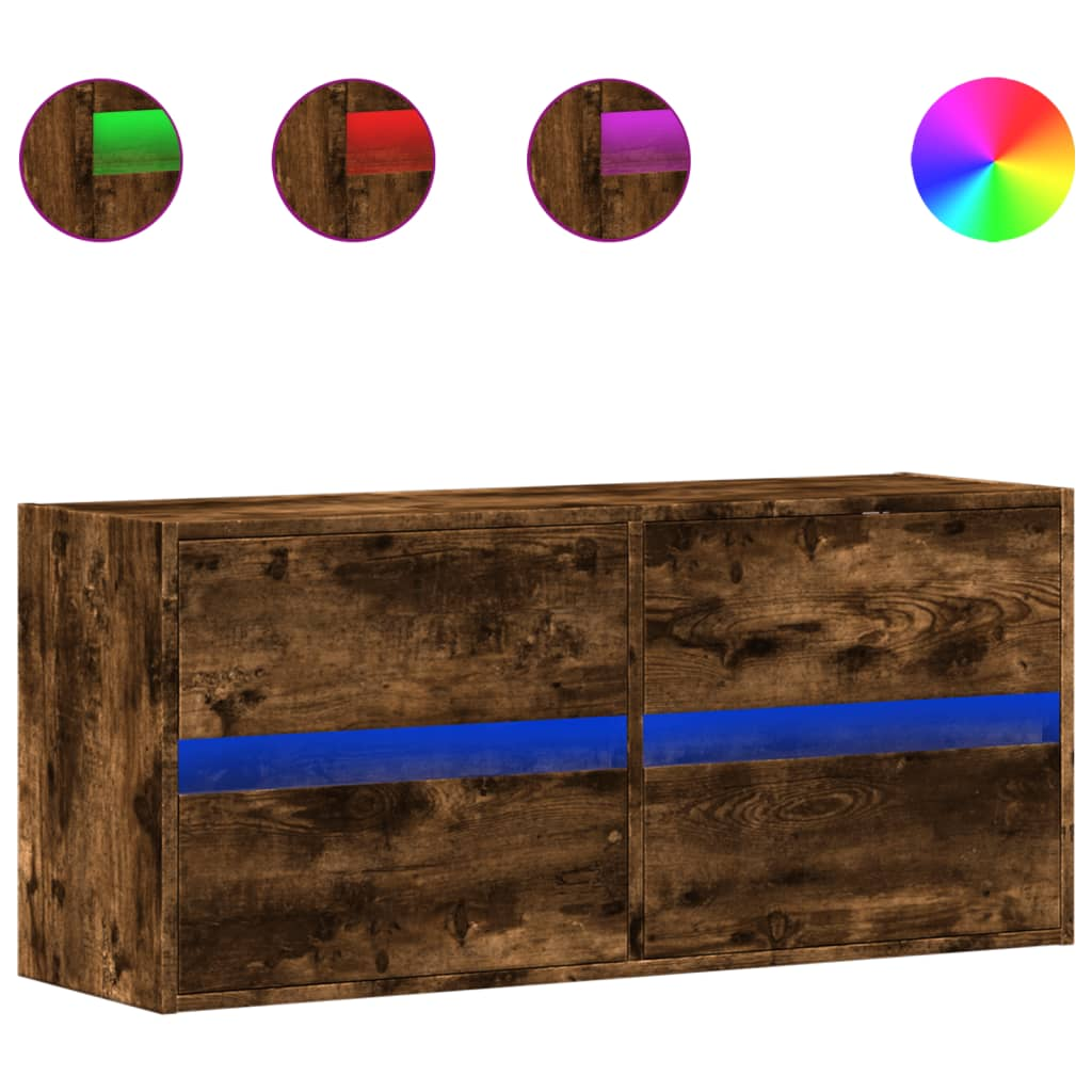füstös tölgy színű fali TV-szekrény LED-ekkel 100x31x45 cm (852296)