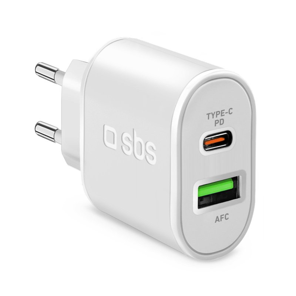 Nabíječka do sítě univerzální SBS USB-C / USB 20W Bílá