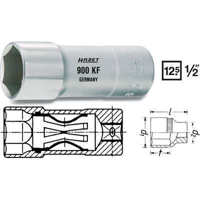 Gyújtógyertya dugókulcsfej, 16 mm (5/8)/12,5 mm (1/2), Hazet 900AKF (900AKF)