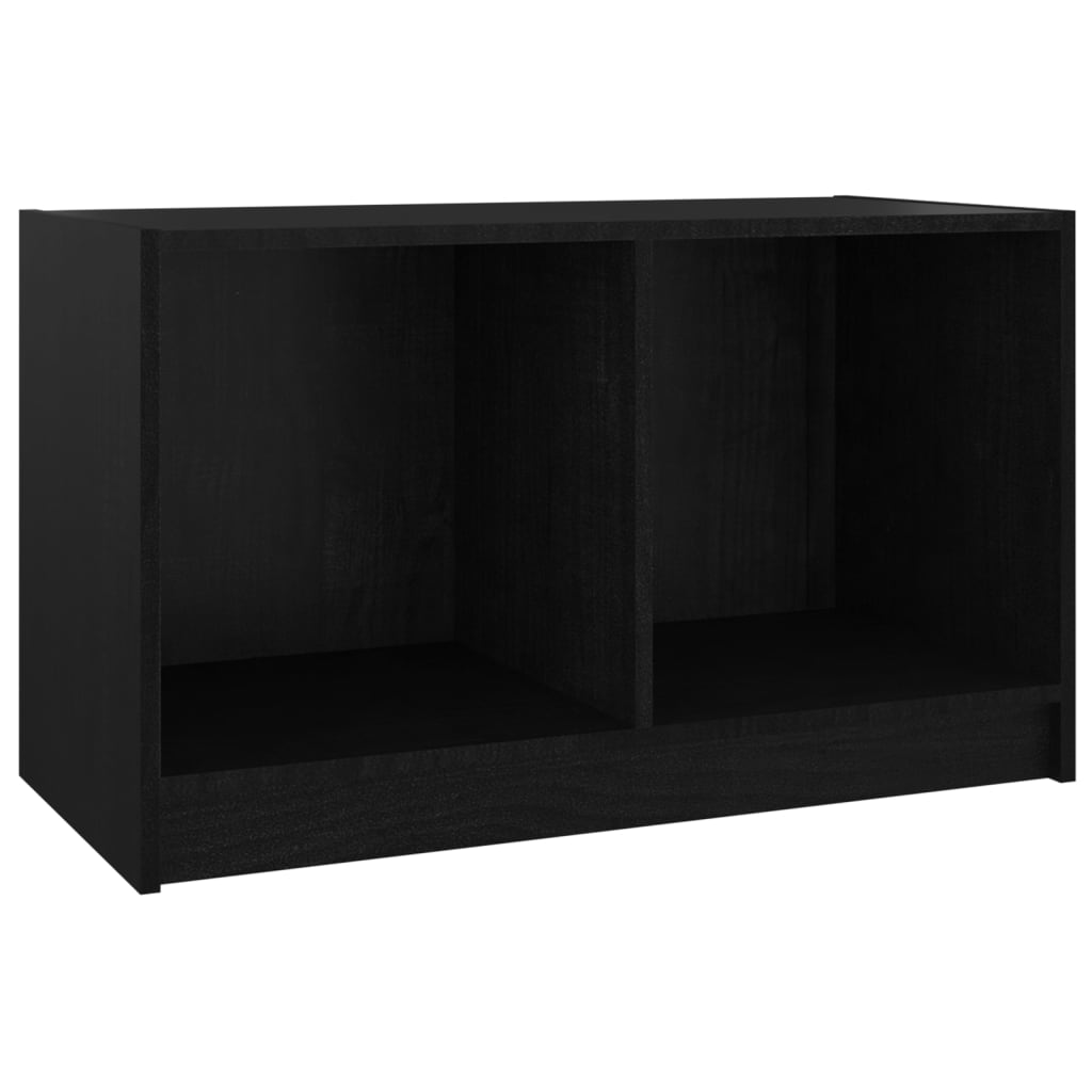 fekete tömör fenyőfa TV-szekrény 70 x 33 x 42 cm (809946)