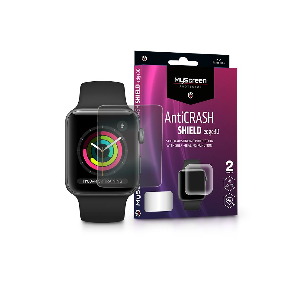 MyScreen Protector AntiCrash Shield Edge3D Apple Watch Series 3 (42mm) ütésálló kijelzővédő fólia 2db/csomag (LA-2040) (LA-2040)