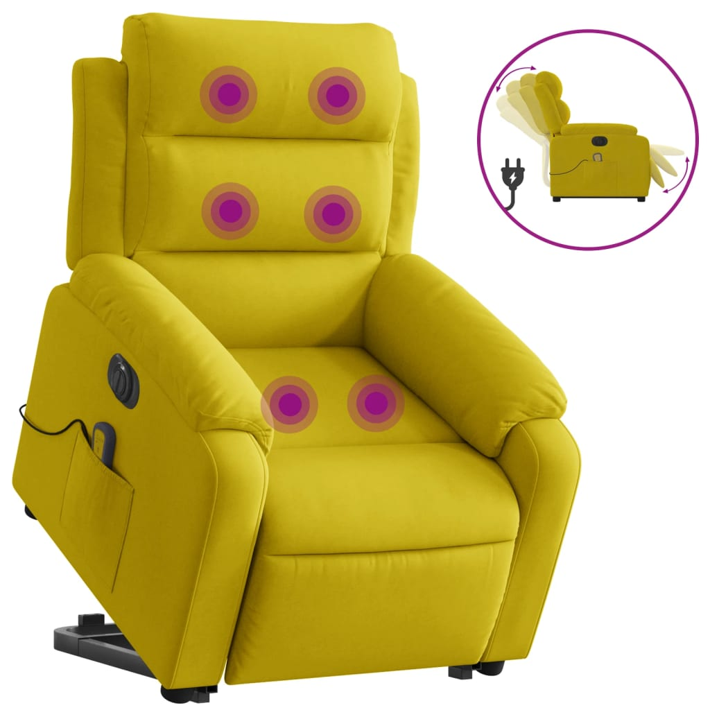 elektromos felállást segítő sárga bársony masszázsfotel (3205132)